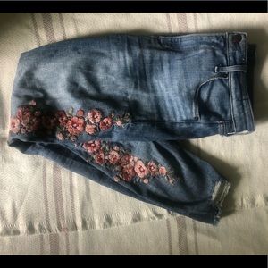 A&F high rise skinny jeans with floral embroidery
